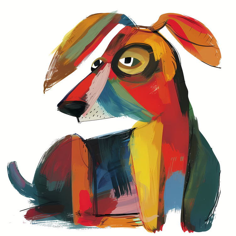 Whimsical Dog,Colorful,Vibrant