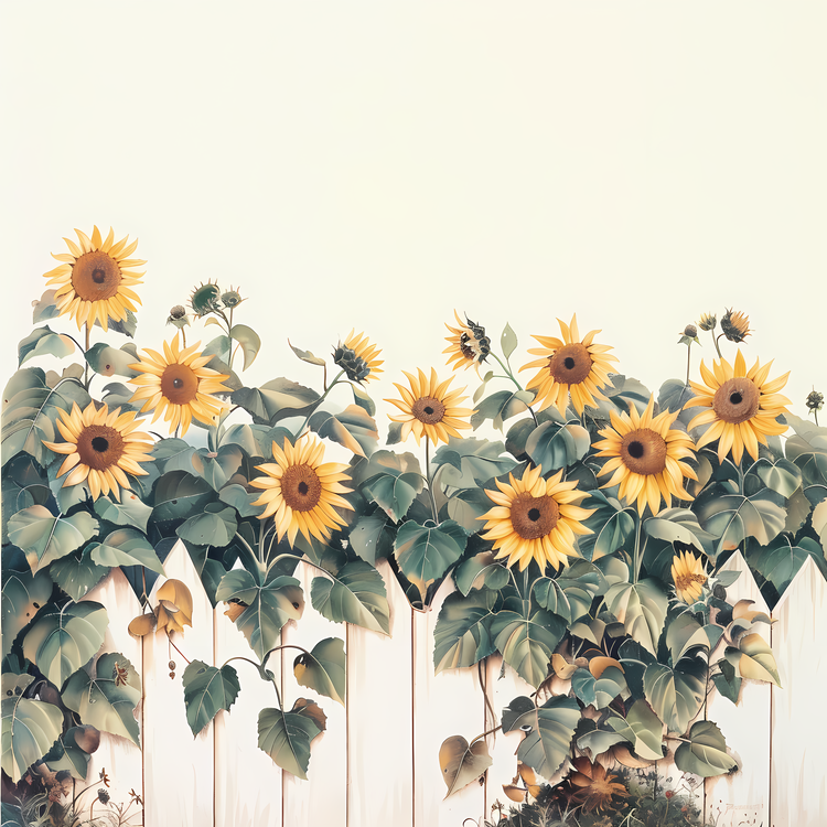 Garden Fence,Sunflowers,Sunny