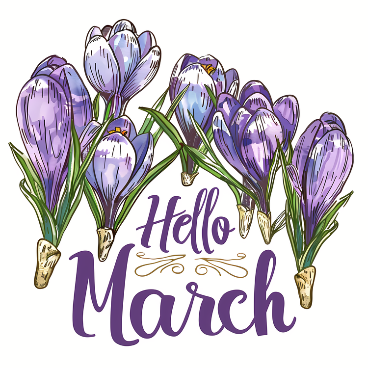 Hello March,Purple Crocuses,Spring Flowers