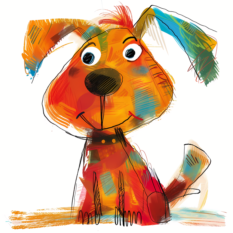 Whimsical Dog,Colorful,Cartoonish