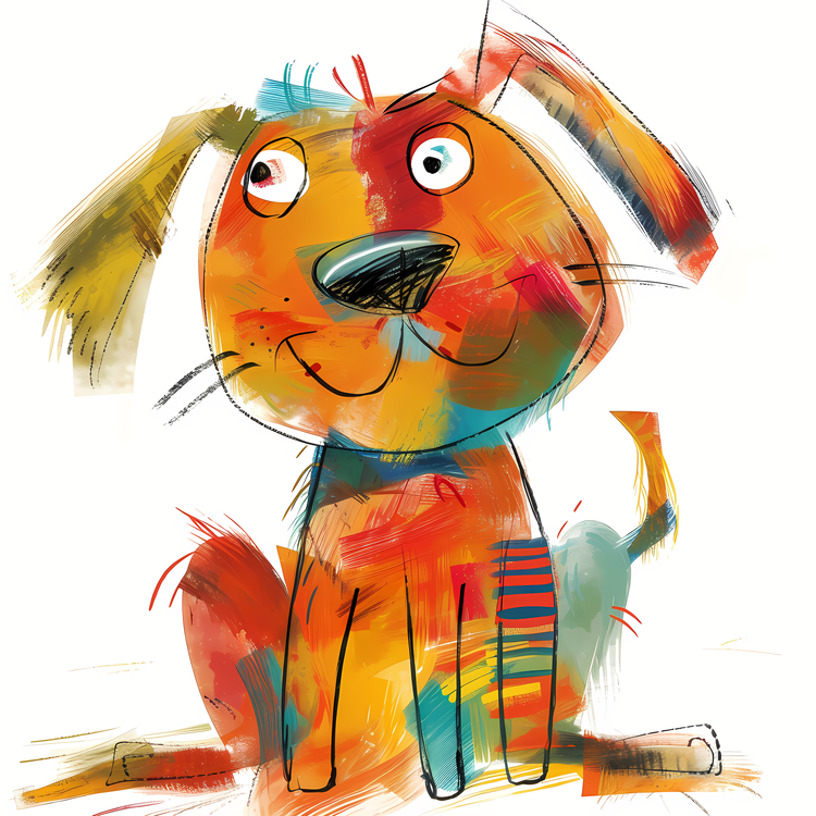 Whimsical Dog,Colorful,Cartoon