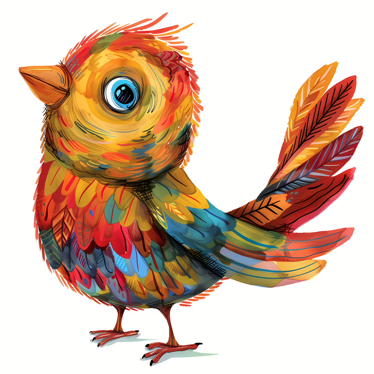 Whimsical Bird,Bird,Colorful