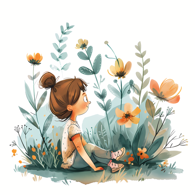 Spring Time,Girl And Flower,Flowers