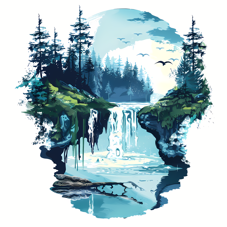 Spring,Melting Lake,Waterfall