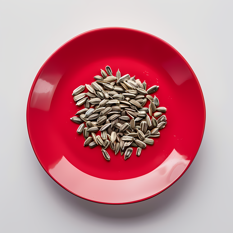 Sunflower Seeds,Red Plate,Bowl