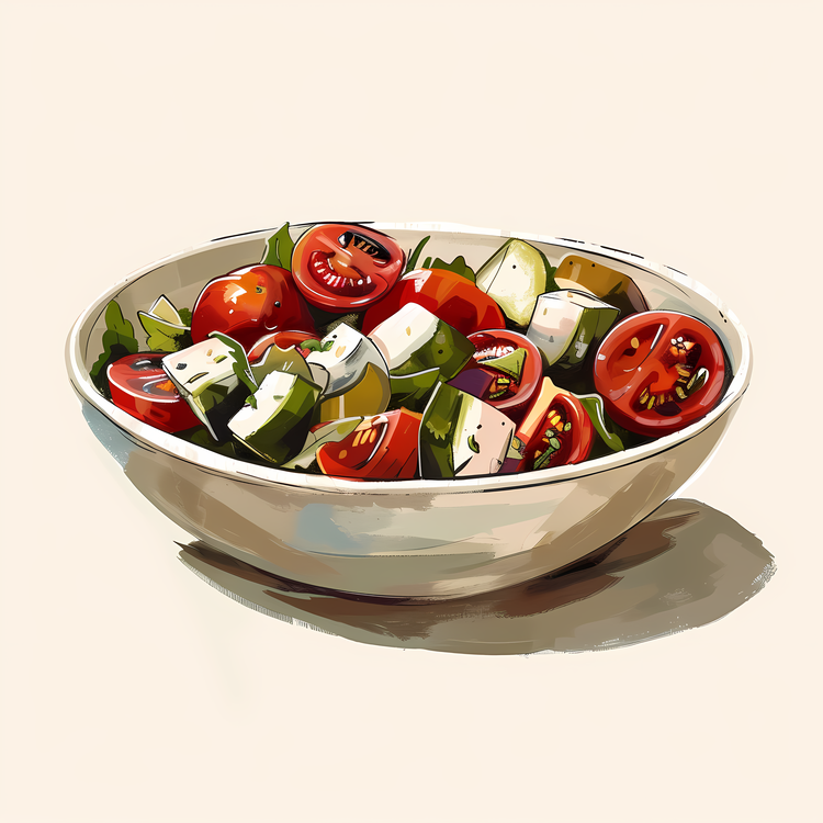 Salad Bowl,Sliced Tomato,Cucumber Slices
