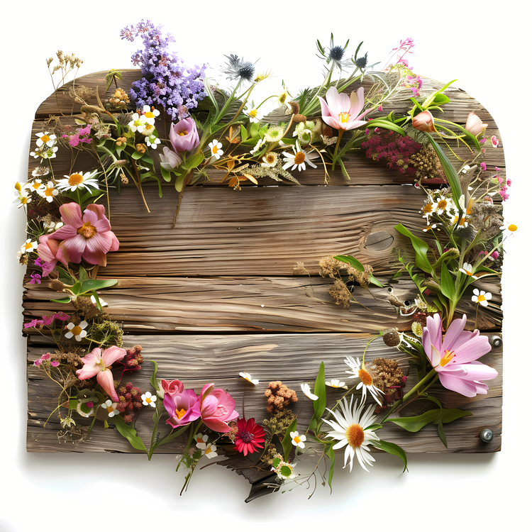 Spring Flowers,Sign Board,Wooden Plank