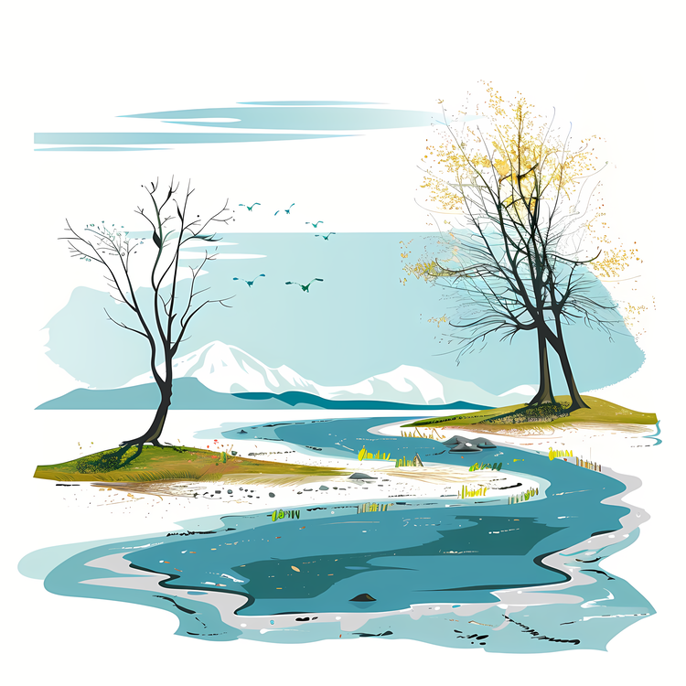 Spring,Melting Lake,Landscape