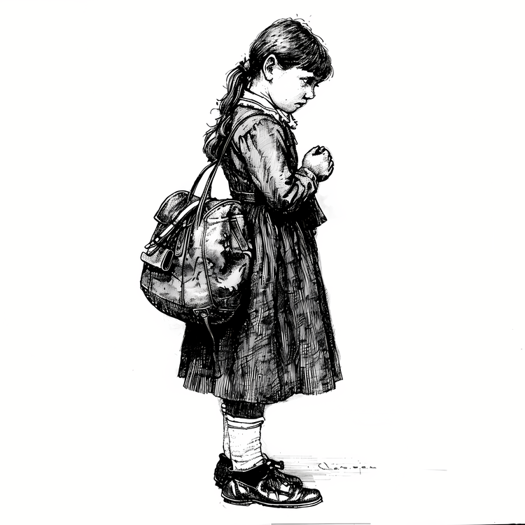 Little Girl,Black And White,Dressed In A School Uniform