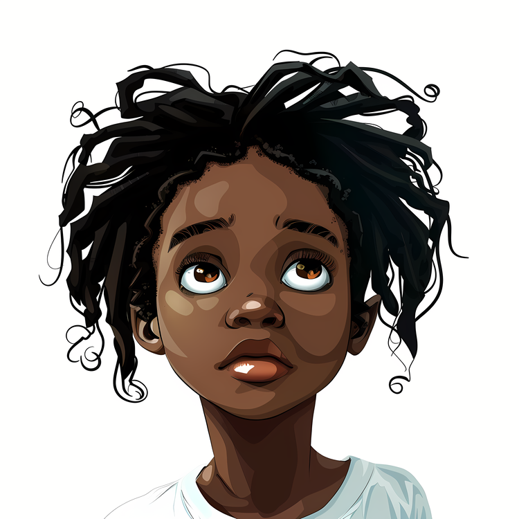African Cartoon Girl,Human,Portrait
