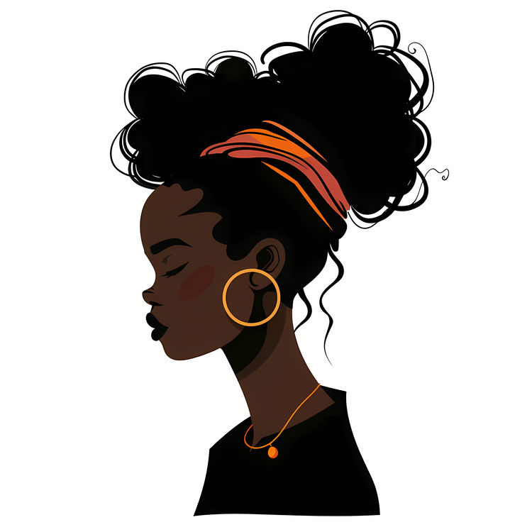 African Cartoon Girl,Silhouette,Black Woman