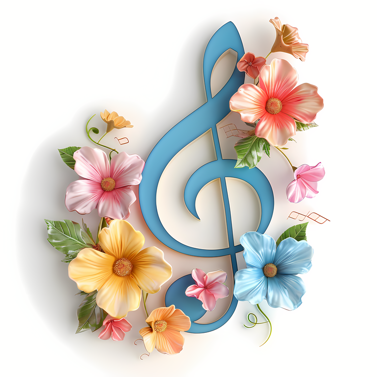 Music Note,Floral Design,Abstract