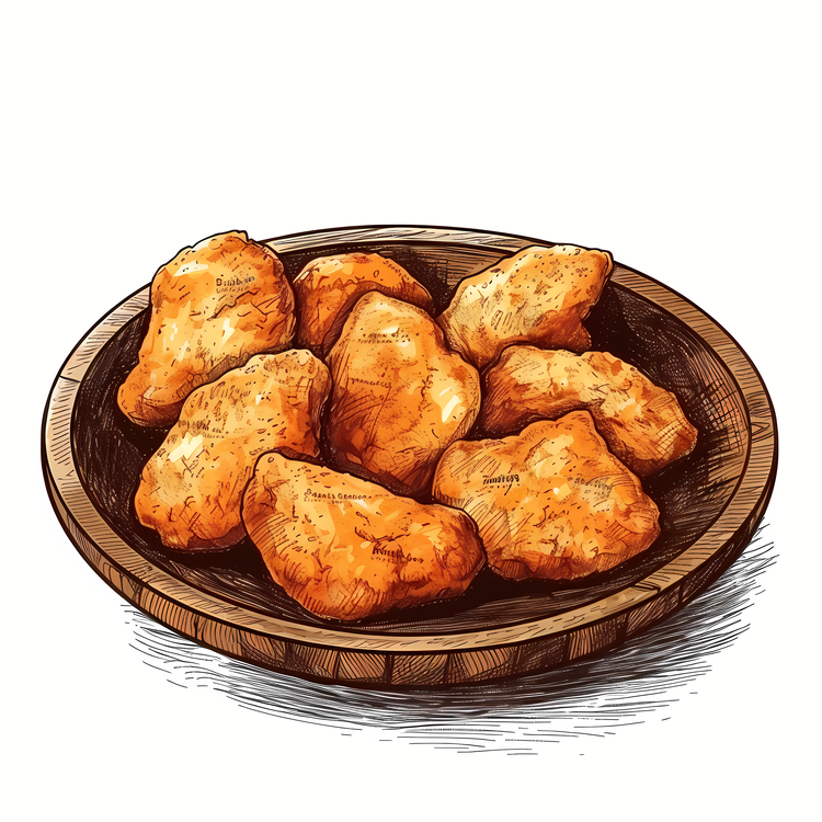 Chicken Nuggets,Hand Drawn Illustration,Vector