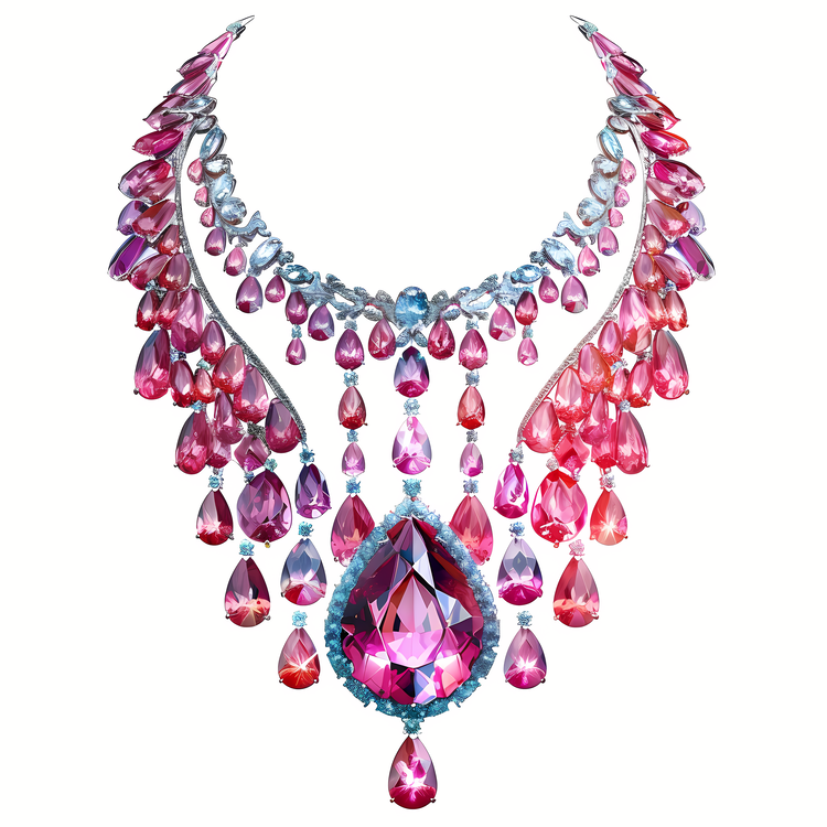 Pink,Crystals,Necklace