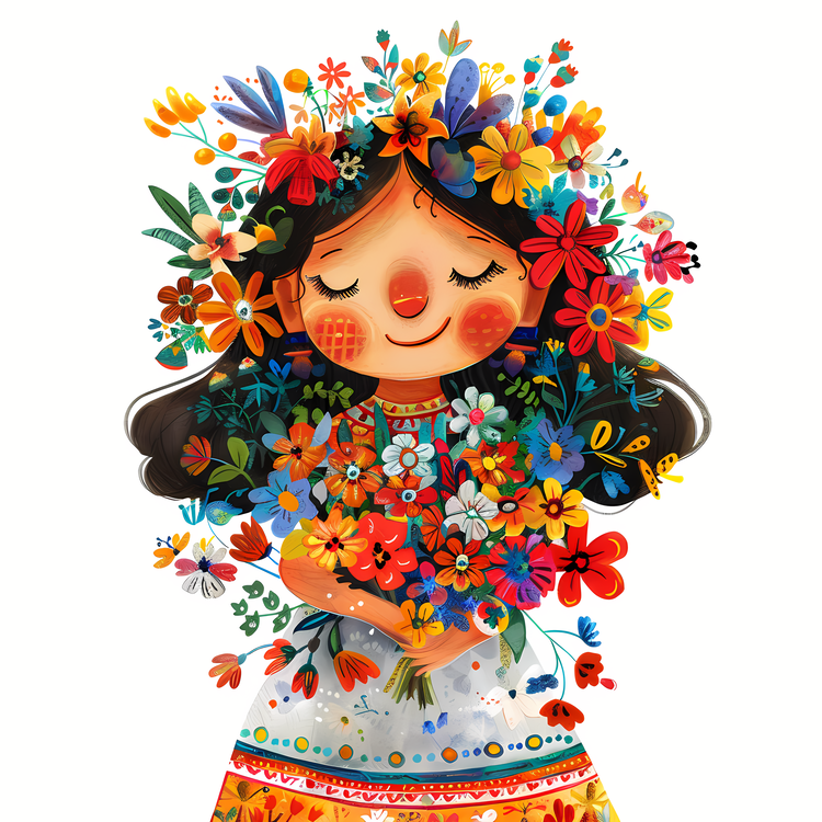 Little Girl,Colorful,Floral