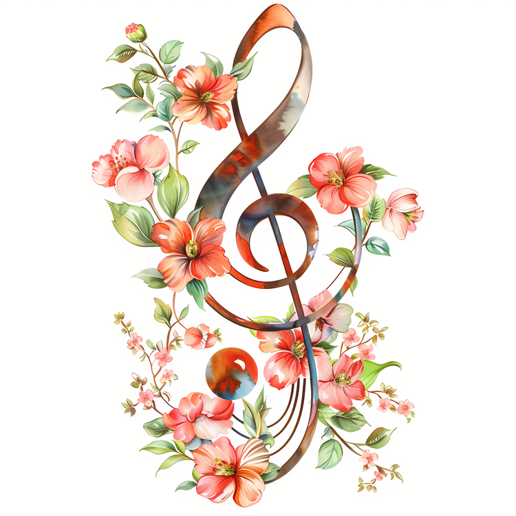 Music Note,Music Notation,Floral Design