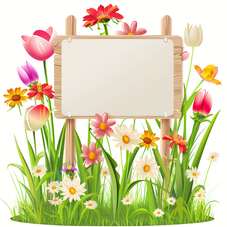 Spring Flowers,Sign Board,Flower Field