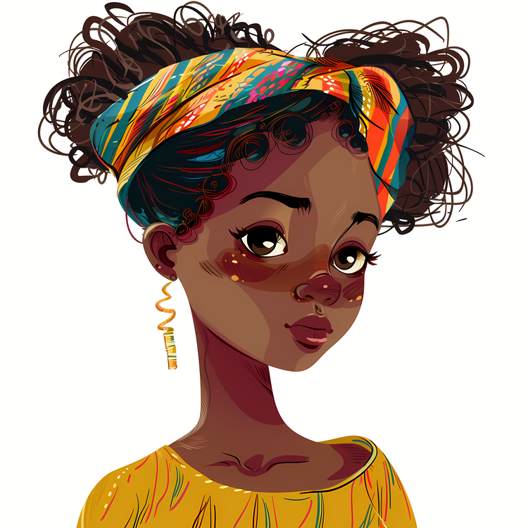 African Cartoon Girl,African,Artwork