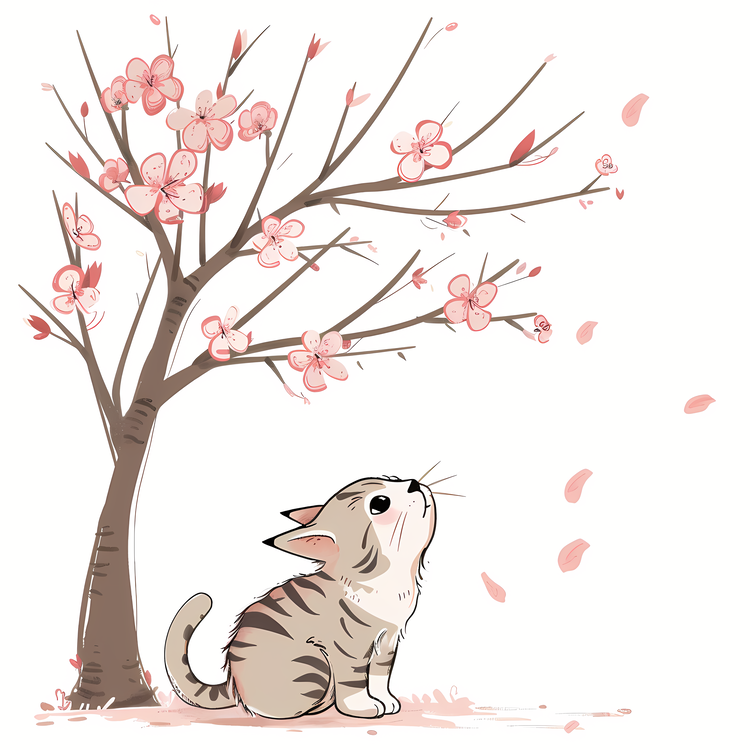 Cute Cat Under Tree,Pet,Cute