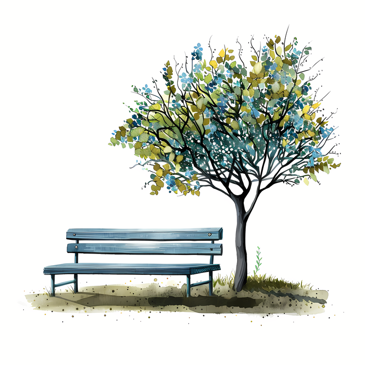 Park Bench,Watercolor,Bench