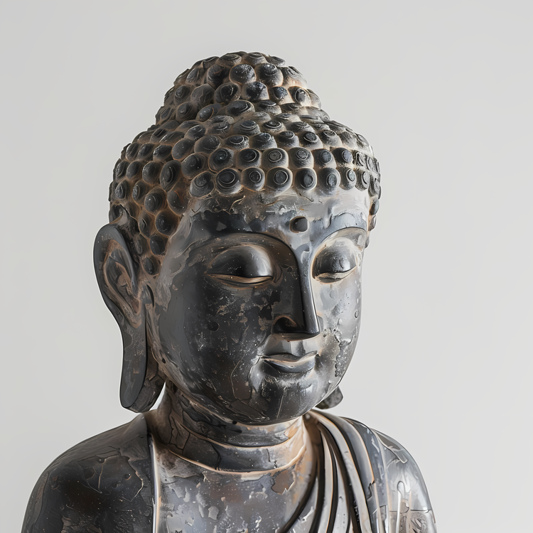 Buddha,Sculpture,Black And White