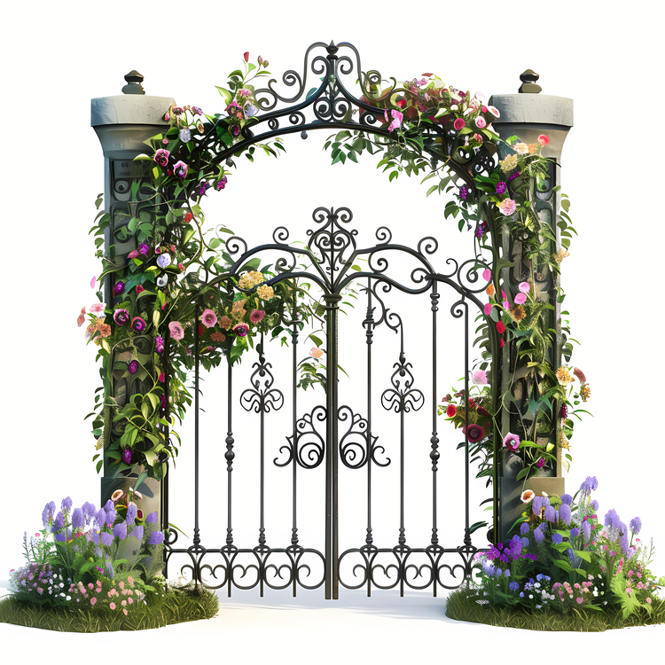 Garden Gate,Flowers,Gated Archway