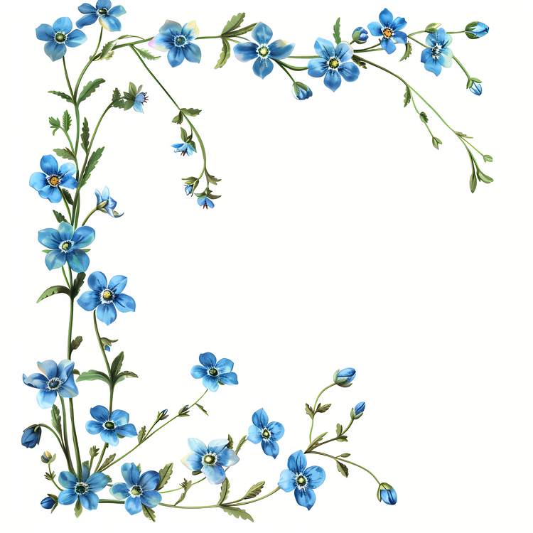 Spring Flowers,Blue Forget Me Nots,Watercolor Flowers