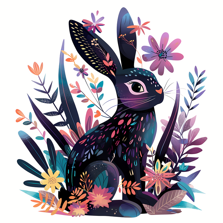 Easter Bunny,Rabbit,Wildflowers