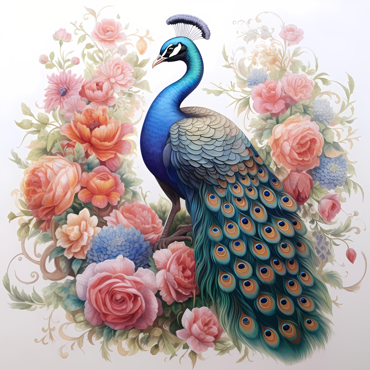 Peacock Illustrate,Peacock,Feathers
