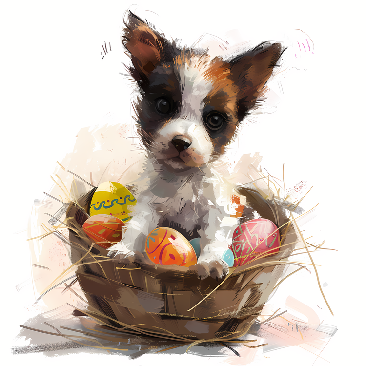 Easter Themed Pet,Easter Basket,Dog