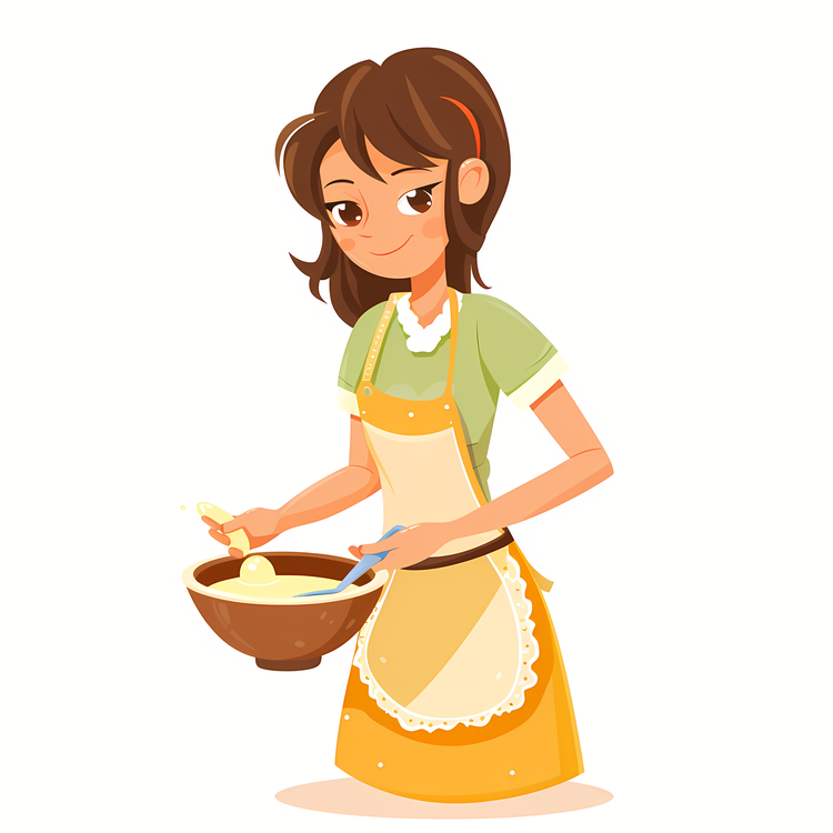 Cartoon Cooking Woman,Woman In Apron,Cooking