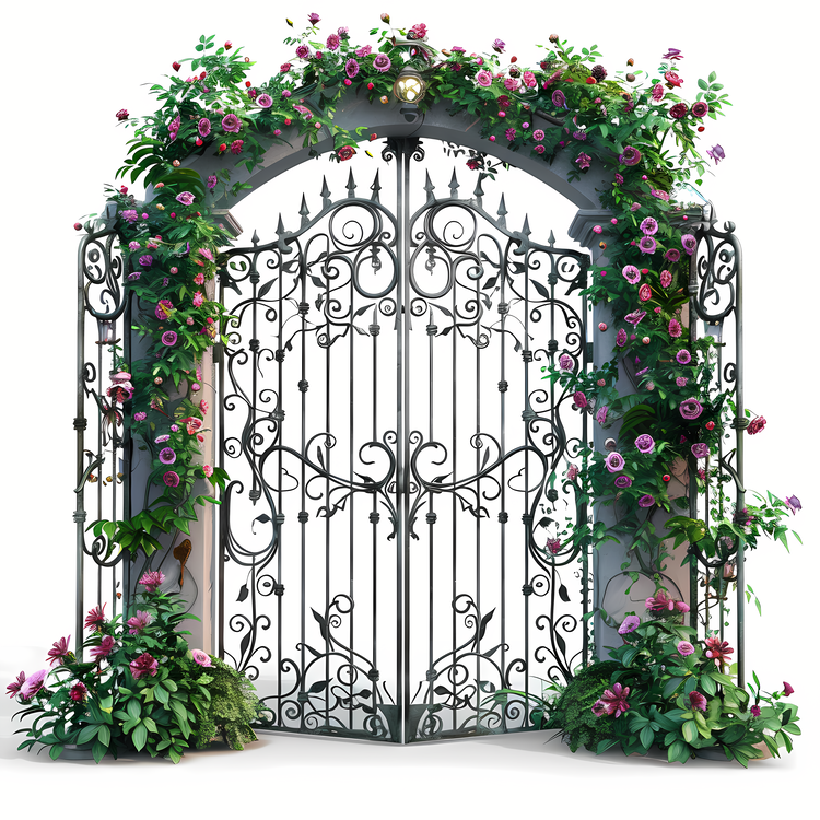 Garden Gate,Flowers,Iron Gates