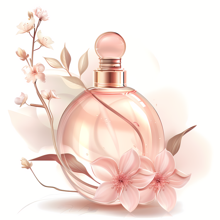Fragrance Day,Bouquet Of Flowers,Pink Perfume Bottle