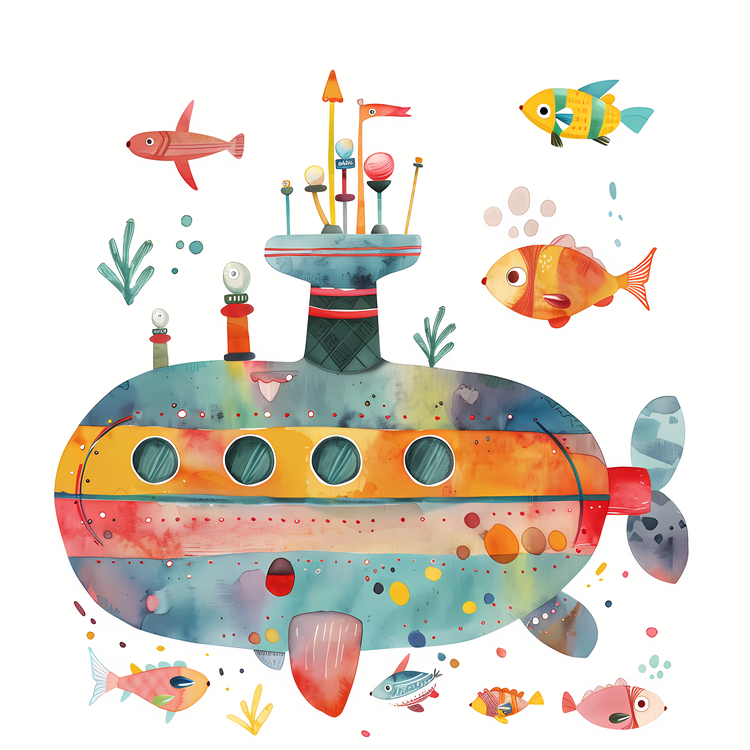 Submarine Day,Whimsical,Colorful