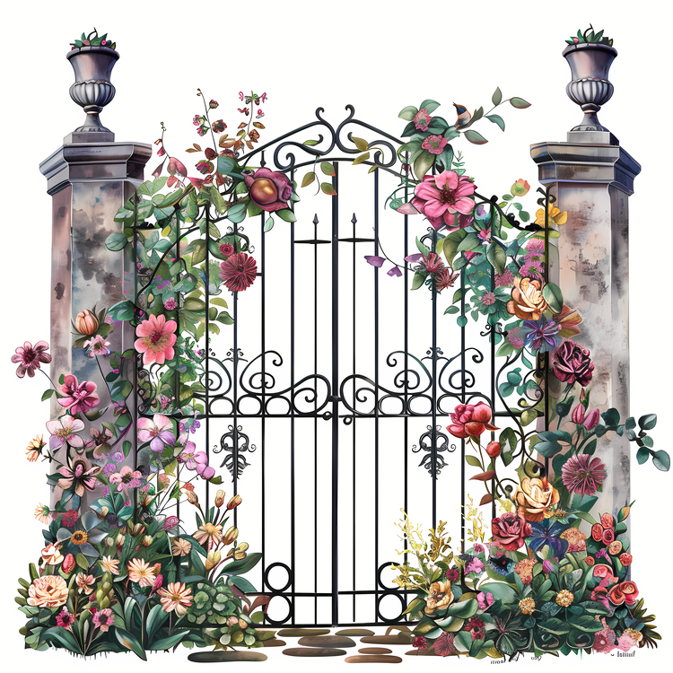 Garden Gate,Flowers,Ornate