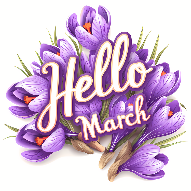 Hello March,Crocuses,Purple