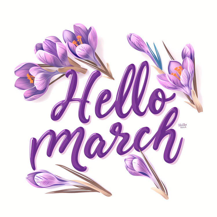 Hello March,Purple Flowers,Celebration Of Spring