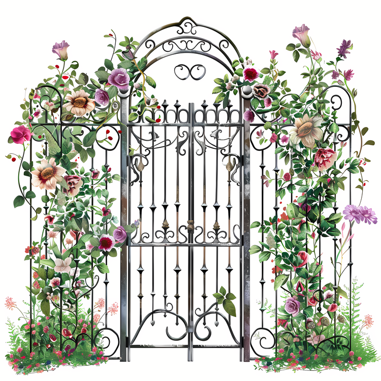Garden Gate,Flowers,Roses