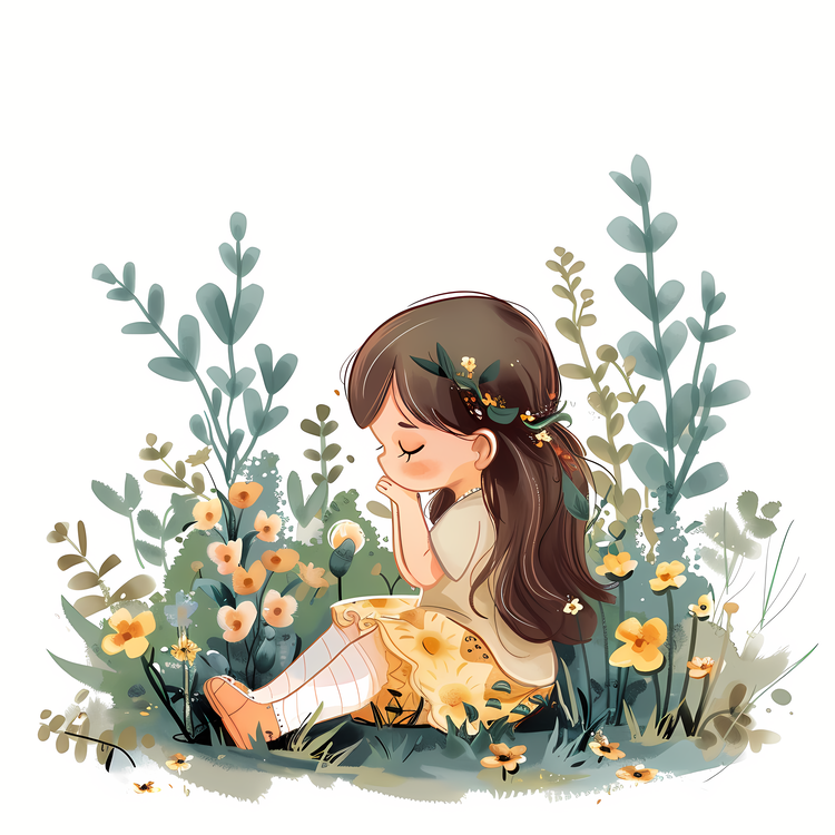 Spring Time,Girl And Flower,Child