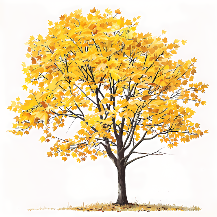 Yellow Maple Tree,Tree,Leaves