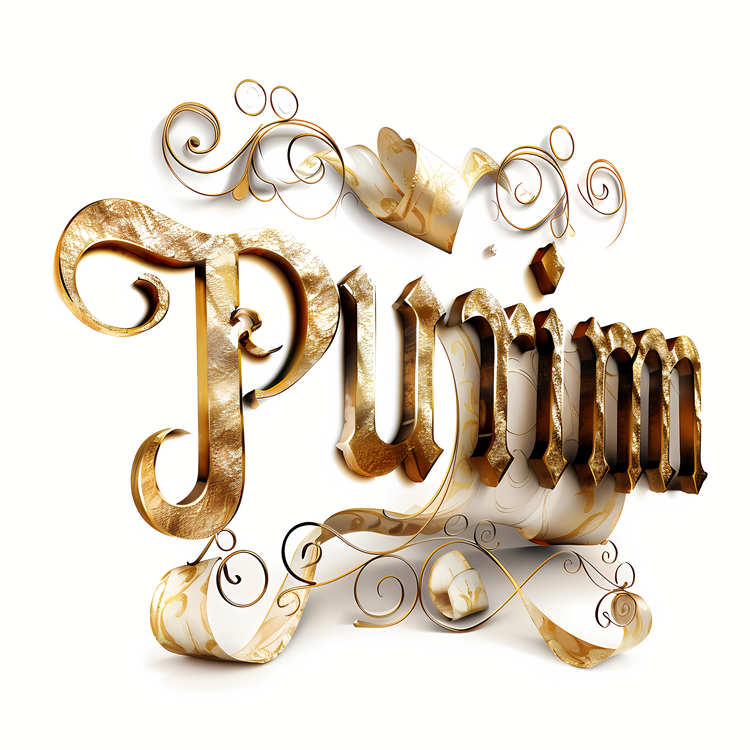 Purim,Luxury Gold Design,Elegant Decorative Letters