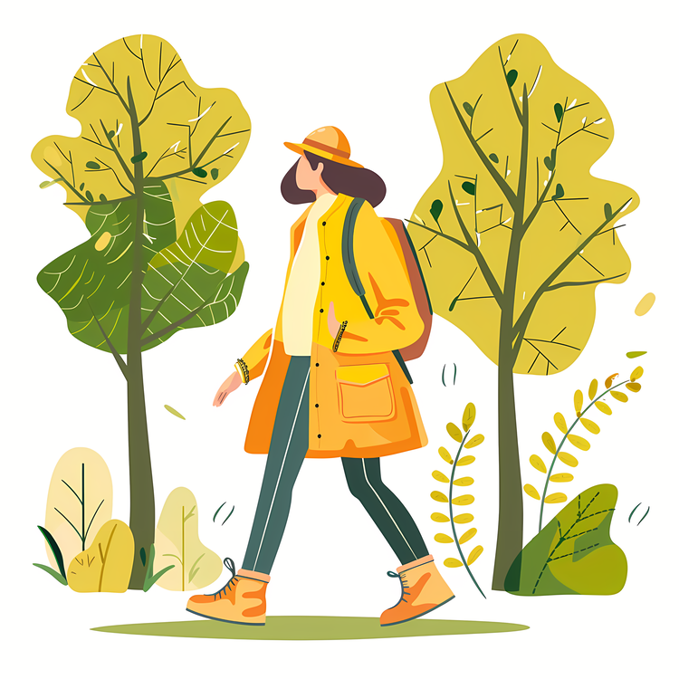 Take  A Walk In The Park,Cartoon,Girl Walking In The Park