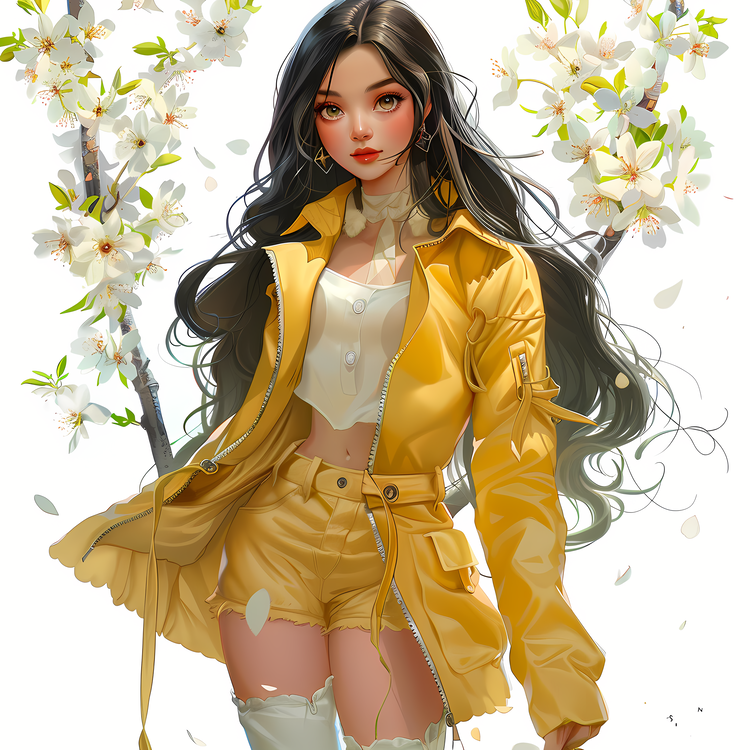 Spring Girl,Person,Long Black Hair