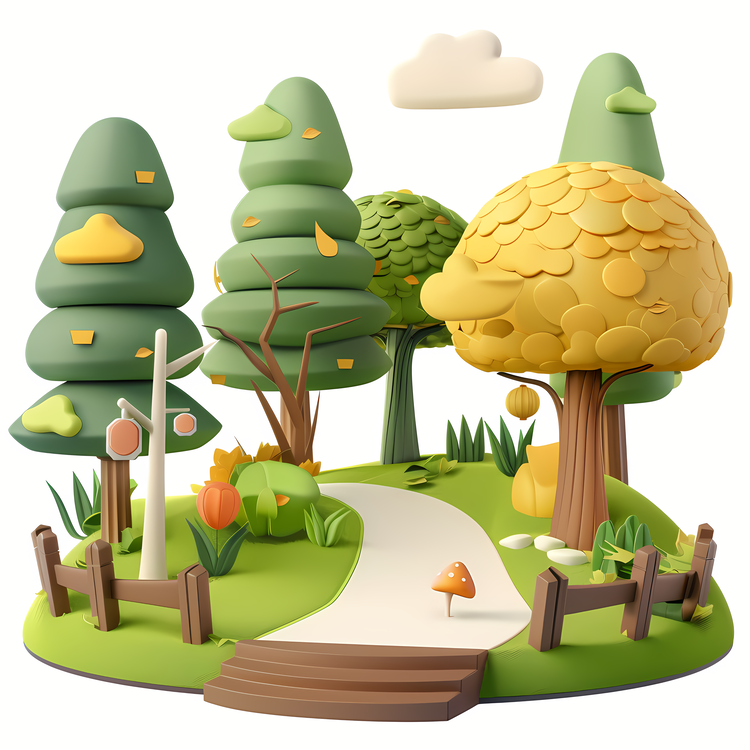 Take  A Walk In The Park,3d Illustration,Cartoon