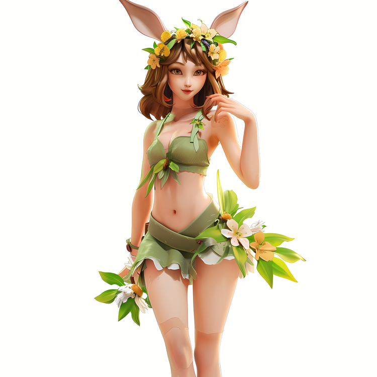 Spring Girl,Bunny Outfit,Flower Crown