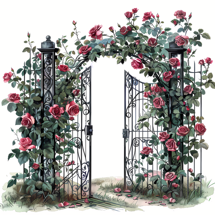 Garden Gate,Flowers,Roses