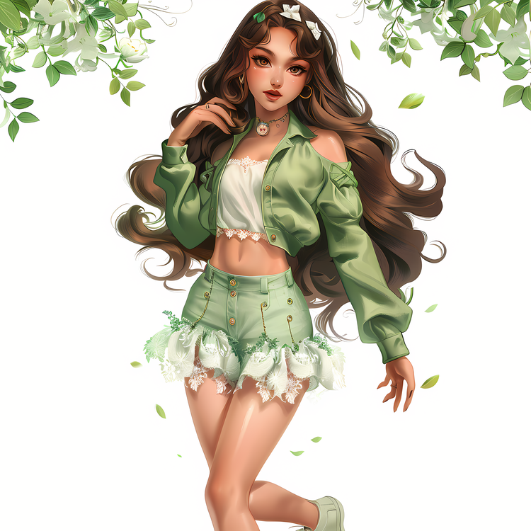 Spring Girl,Green,Skirt