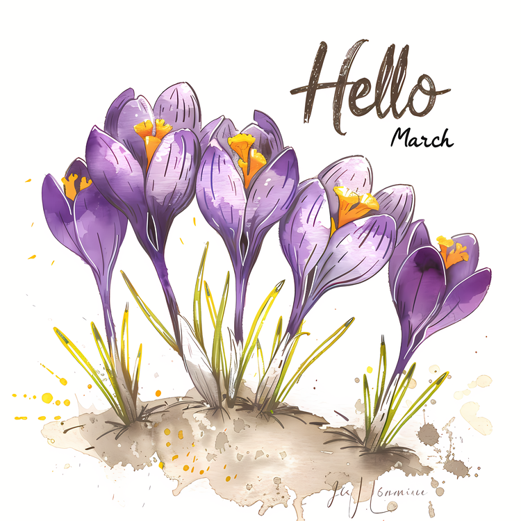 Hello March,Purple Crocuses,Spring Flowers