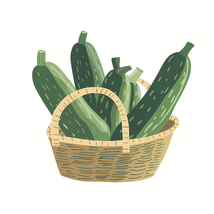 Zucchini,Basket,Cucumbers