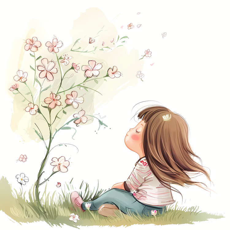 Spring Time,Girl And Flower,Little Girl